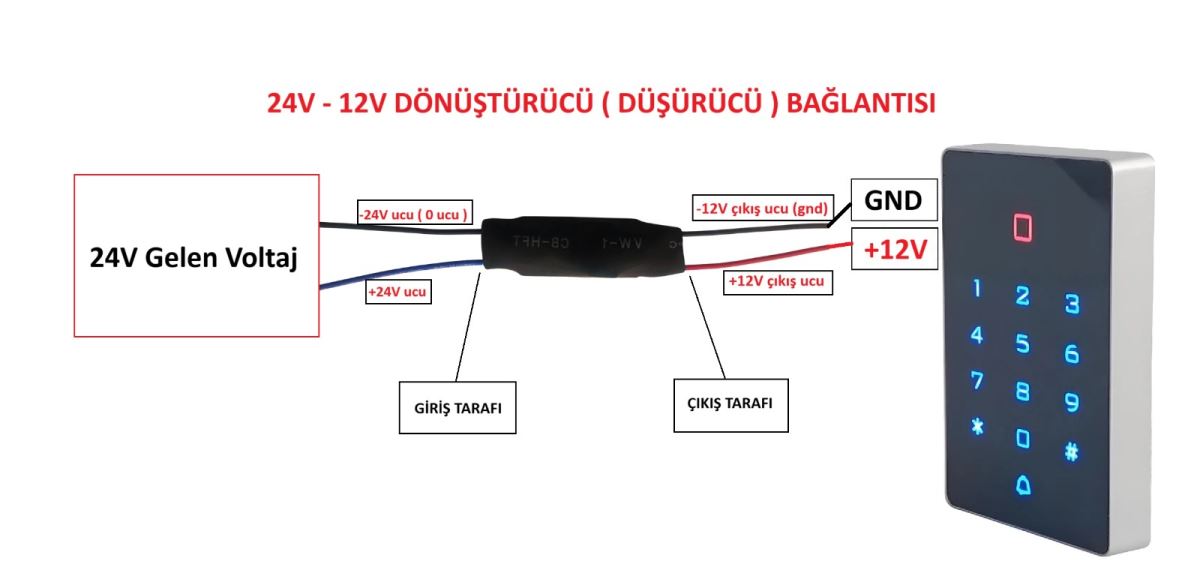 24V - 12V Dönüştürücü ( Düşürücü ) Bağlantısı